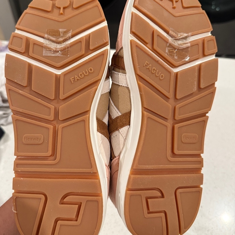 Women's Tan and Pink Sneakers - Picture 3 of 6